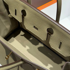 25S HERMES BIRKIN 30 IN CROMWELL GRAY CALFSKIN GOLD HARDWARE