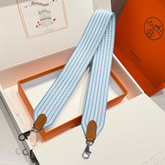 25S HERMES SANGLE ALLEGRO BAG STRAP BLUE 85 IN CANVAS SILVER HARDWARE