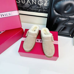 VIV WINTER PLATFORM MULES IN BEIGE SUEDE