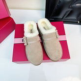 VIV WINTER PLATFORM MULES IN BEIGE SUEDE