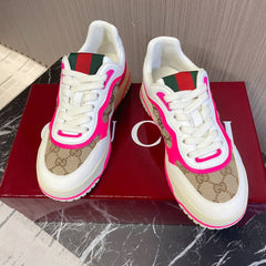 GG Retro Sneakers for Couples White Shocking Pink