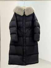 MAX MARA 25S LONG DOWN COAT WITH FOX FUR COLLAR 176