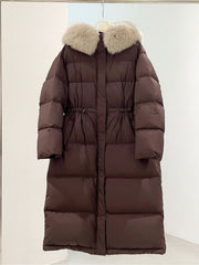 MAX MARA 25S LONG DOWN COAT WITH FOX FUR COLLAR 177