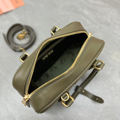 ARCADIE BAG 22 IN KELP GREEEN SMOOTH CALFSKIN EMBOSSED LOGO