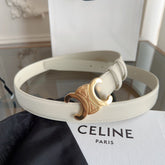 TRIOMPHE BELT 24MM IN WHITE CALFSKIN WITH GOLD BUCKLE
