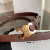 TRIOMPHE BELT 24MM IN BROWN CALFSKIN WITH GOLD BUCKLE