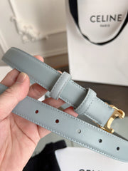 TRIOMPHE BELT 24MM IN ASH GRAY CALFSKIN WITH GOLD BUCKLE