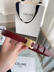 TRIOMPHE BELT 24MM IN WINE RED CALFSKIN WITH GOLD BUCKLE