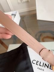 TRIOMPHE BELT 24MM IN BEAVER BROWN CALFSKIN WITH GOLD BUCKLE