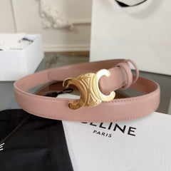 TRIOMPHE BELT 24MM IN TEA ROSE CALFSKIN WITH GOLD BUCKLE