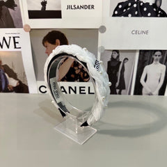 HAIR BAND IN WHITE CHIFFON PEARL-EMBELLISHED 395326