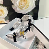 WHITE MIX BLACK FABRIC HAIRBAND 412462