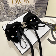 BLACK VELVET HAIR CLIP WITH BOW AND CRYSTAL 412471