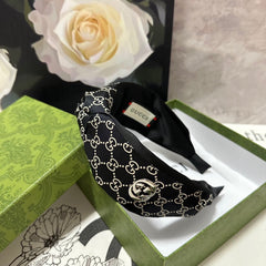 HEADBAND IN BLACK MIX BEIGE MONOGRAM SILK 423618