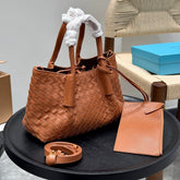 SMALL PINACOTECA TOTE BAG 25 IN RUST BROWN CALFSKIN