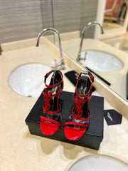 SL CASSANDRA HEELED SANDALS RED CALFSKIN