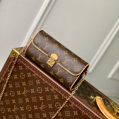 POCHETTE CAMILLE BAG 20 IN BROWN MONOGRAM COATED CANVAS