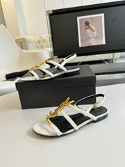 SL CASSANDRA TRIPLE SANDAL FLAT WHITE CALFSKIN