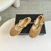 MARY JANE SHOES GRANOLA YELLOW WOOL TWEED