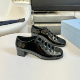 LACE-UP HIGH SHOES IN BLACK GLOSSY CALFSKIN