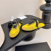 SNEAKER MULES IN YELLOW NYLON AND SUEDE