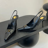 BABYLONE BRETEUIL SLINGBACK 85 MM PUMPS IN BLACK SMOOTH LEATHER