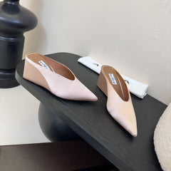 ALAIA HIGH MULES 25S IN BLUSH BEIGE SATIN