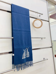 HARE WOOL CASHMERE SCARF 180 CM COBALT BLUE 376428