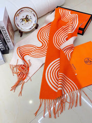 SCARF 180 CM IN FIRE ORANGE MIX WHITE CASHMERE