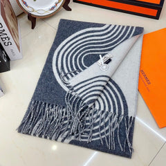 SCARF 180 CM IN SHARK GREY MIX WHITE CASHMERE