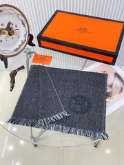 GRANITE MUFFLER 180 CM SCARF IN MARINE MIX BLEU MOYEN CASHMERE