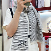 SCARF 180 CM IN WHITE MIX BLACK CASHMERE 394592