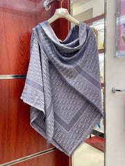 SQUARE SCARF 140 CM IN COOL GRAY WOOL AND SILK 408661