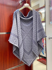 SQUARE SCARF 140 CM IN COOL GRAY WOOL AND SILK 408661