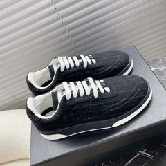 TRAINER SHOES IN BLACK WOOL FABRIC