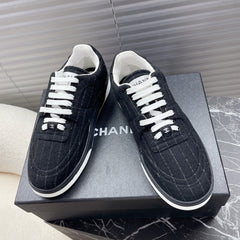 TRAINER SHOES IN BLACK WOOL FABRIC