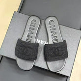 CC WOVEN SLIPPERS BLACK COWHIDE SOLE