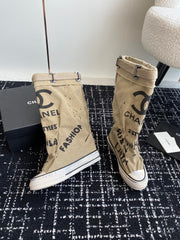 HIGH BOOTS IN TORTILLA BROWN CANVAS