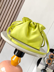 LOEWE 25S LARGE FLAMENCO CLUTCH BAG 30 IN LIME GOLD CALFSKIN