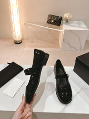 mary jane flat black patent calfskin