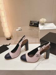 HIGH SLINGBACKS LIGHT PINK MIX BLACK SHEEPSKIN