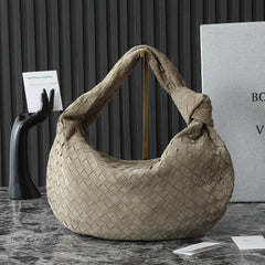 BOTTEGA VENETA 25S SMALL JODIE 48 IN MUTED TAUPE SUEDE GOLD HARDWARE