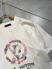 LV T-SHIRT IN WHITE PURE COTTON COLORFUL LOGO 238925