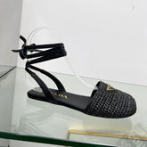 CROCHET SANDALS IN BLACK FABRIC