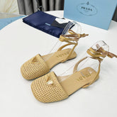 CROCHET SANDALS IN EGG NOG BEIGE FABRIC
