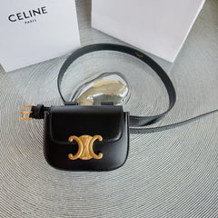 CL BELT BAG TRIOMPHE 25 MM BELT TRIOMPHE BLACK CALFSKIN GOLD HARDWARE