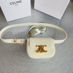 CL BELT BAG TRIOMPHE 25 MM BELT TRIOMPHE WHITE CALFSKIN GOLD HARDWARE