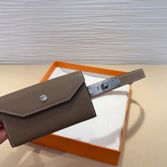 HM KELLY DARK BROWN POCKET 18MM BELT LEATHER SILVER HARDWARE