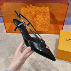 LV LOW HEEL SLINGBACK BLACK