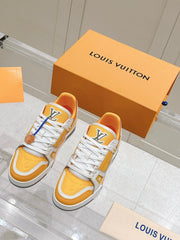 LV TRAINER SNEAKER IN SAFFRAN YELLOW GRAINED CALFSKIN